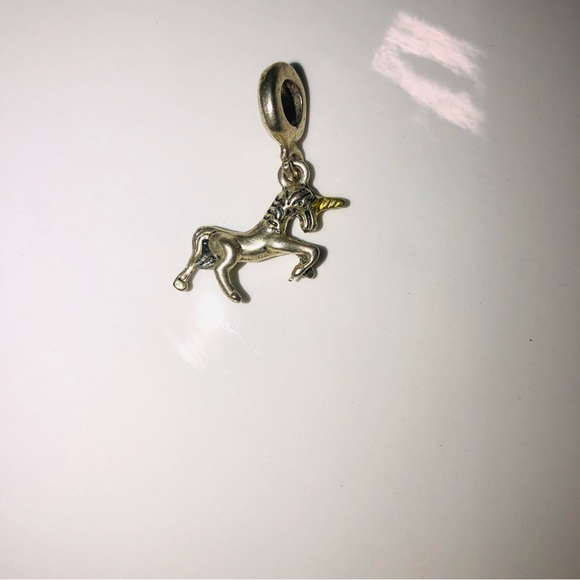 SILVER UNICORN CHARM WITH GOLD HORN - Picture 2 of 2